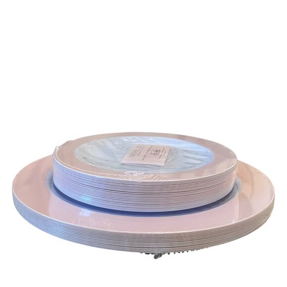 36pc Rachel Zoe Posh Pink & White Disposable Round Dinner/Dessert Plate Set New - Picture 7 of 15